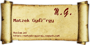 Matzek György névjegykártya